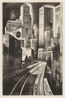 Louis Lozowick - Third Avenue (Third Avenue El)