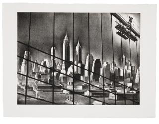 Louis Lozowick - Through Brooklyn Bridge Cables