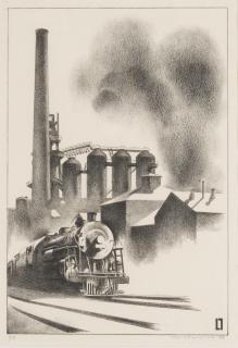 Louis Lozowick - Train and Factory