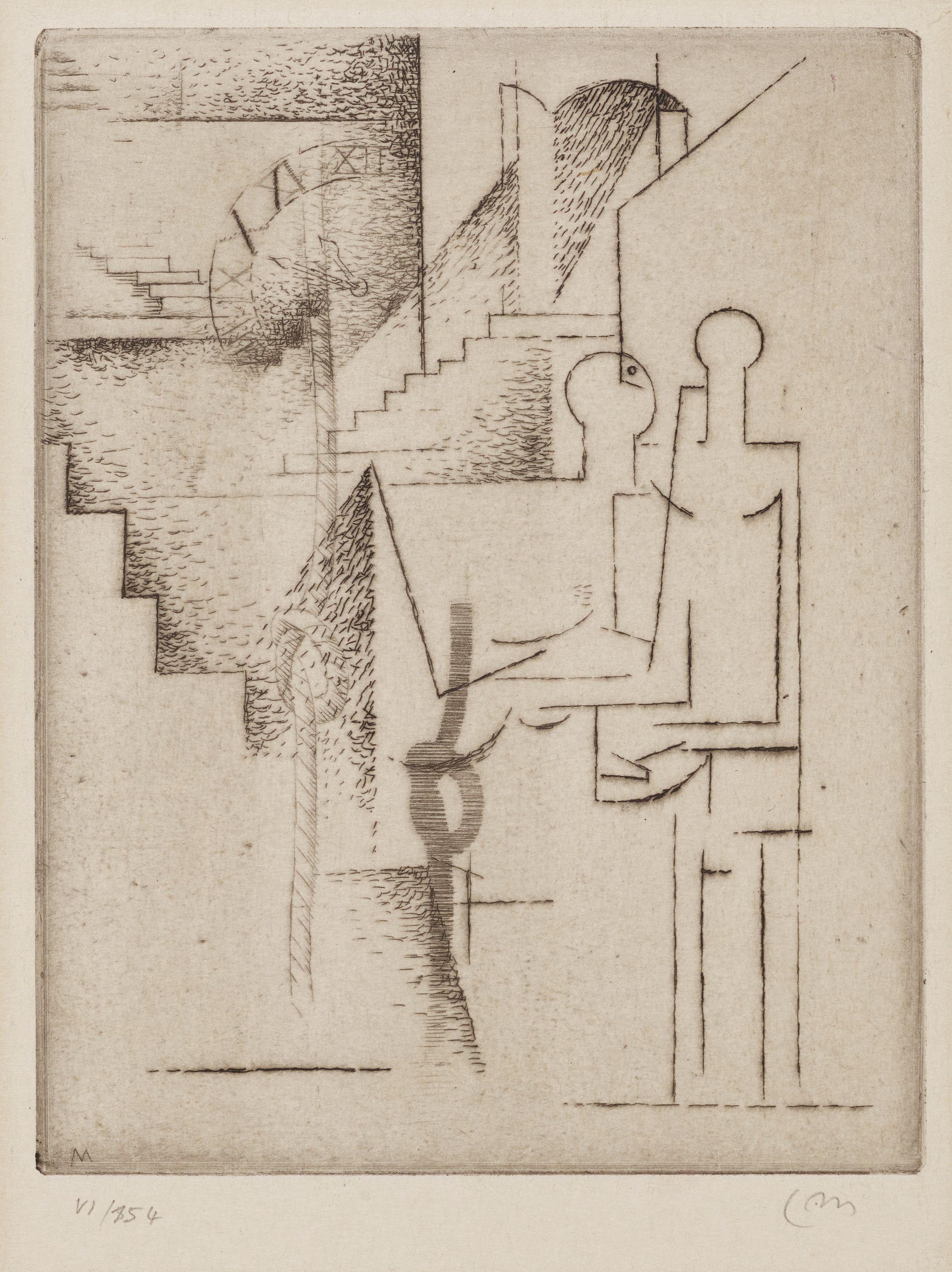 Louis Marcoussis - Asile des fous, from 10 Eaux-fortes pour Aurélia