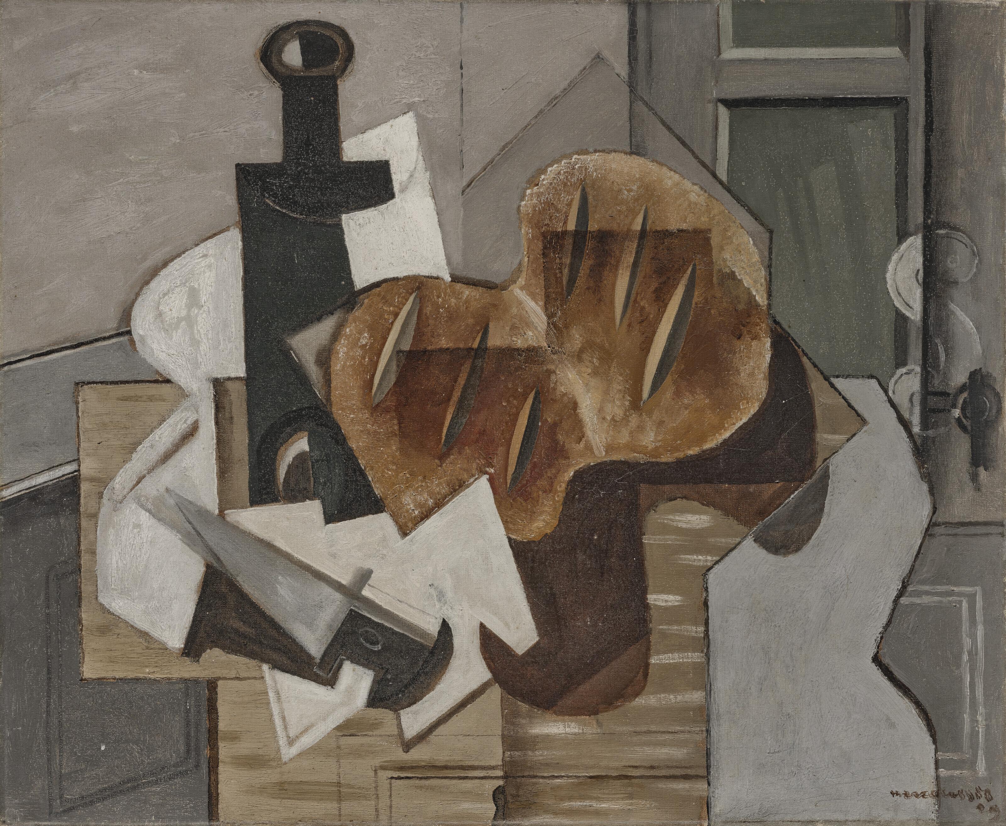 Louis Marcoussis - Couteau, bouteille et pain breton
