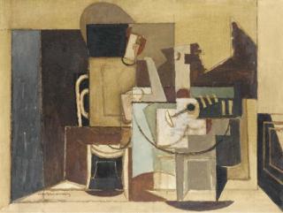 Louis Marcoussis - Personnage assis à une table ronde