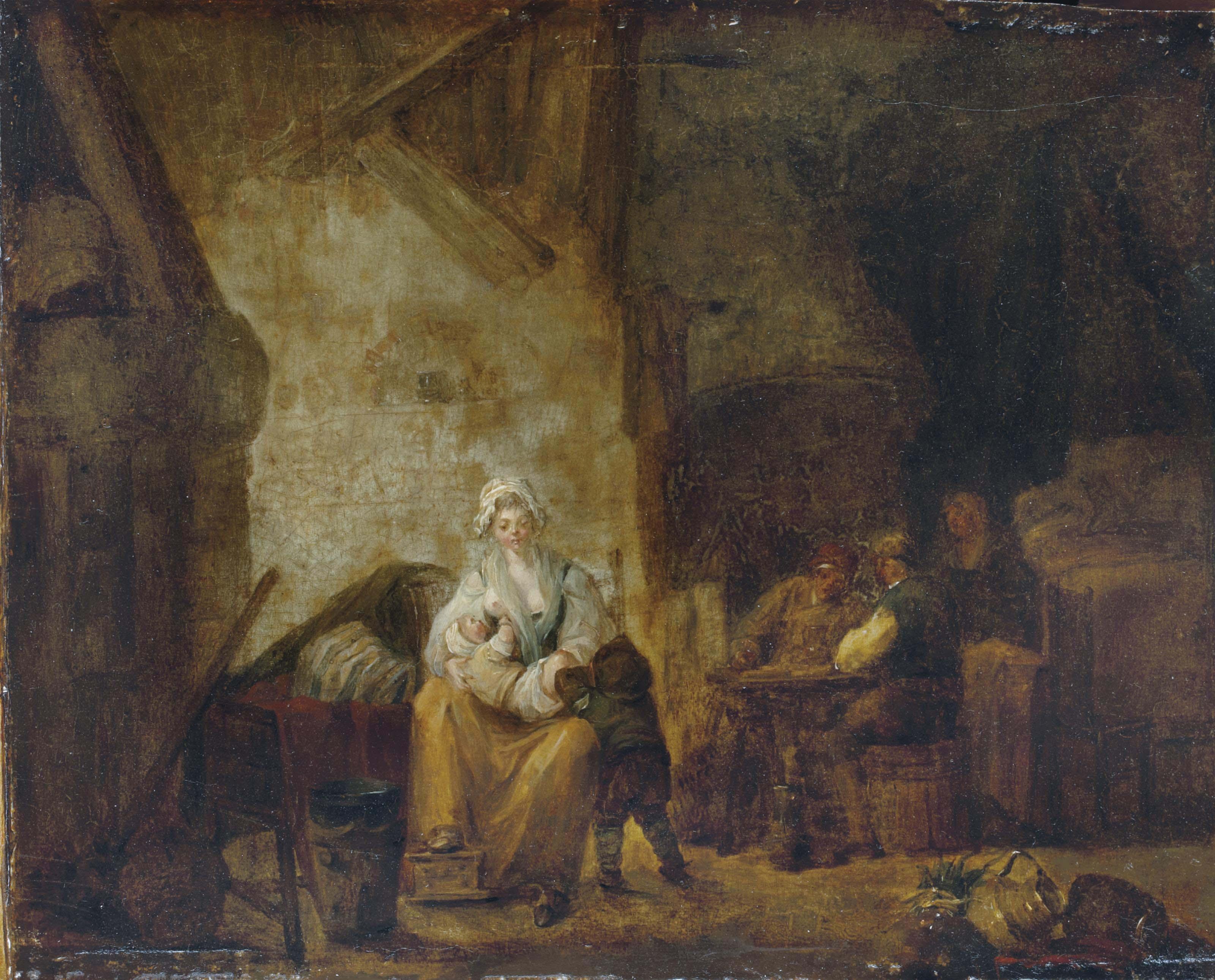 Louis-Marie-Antoine Bilcoq - Jeune femme nourissant son enfant