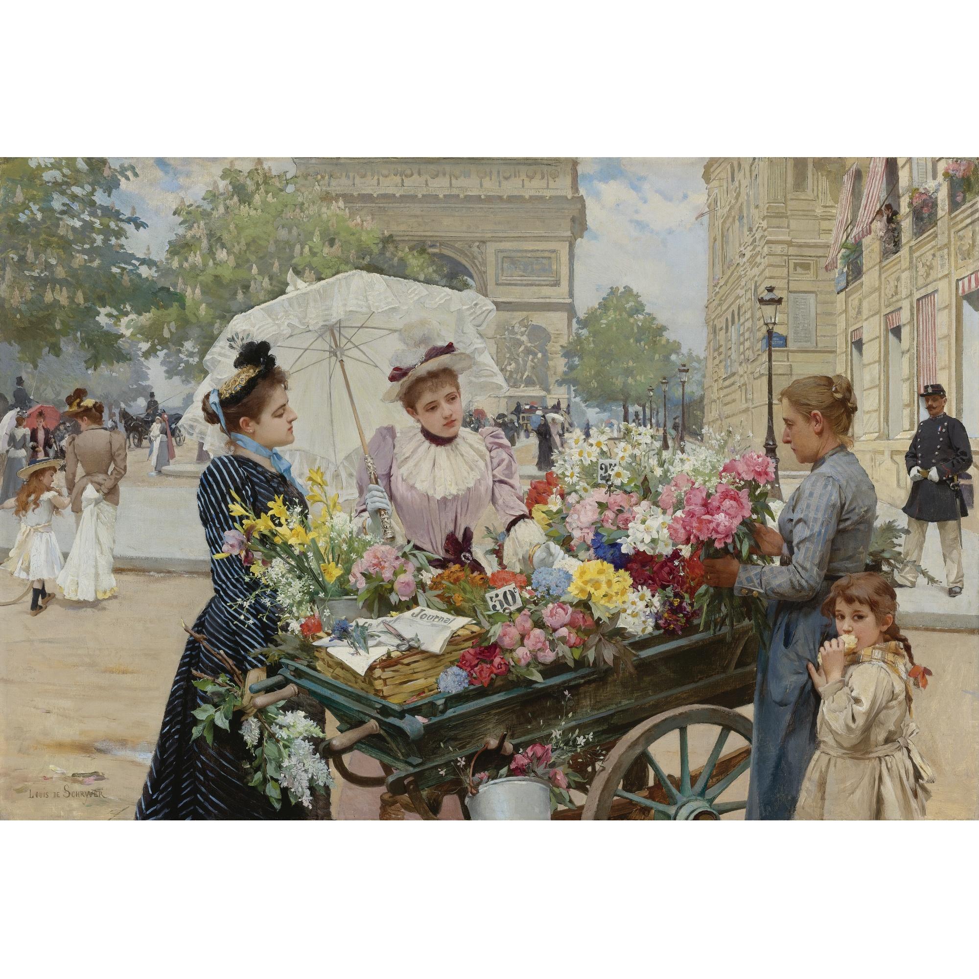 Louis Marie De Schryver - French the Flower Seller On The Champs Élysées