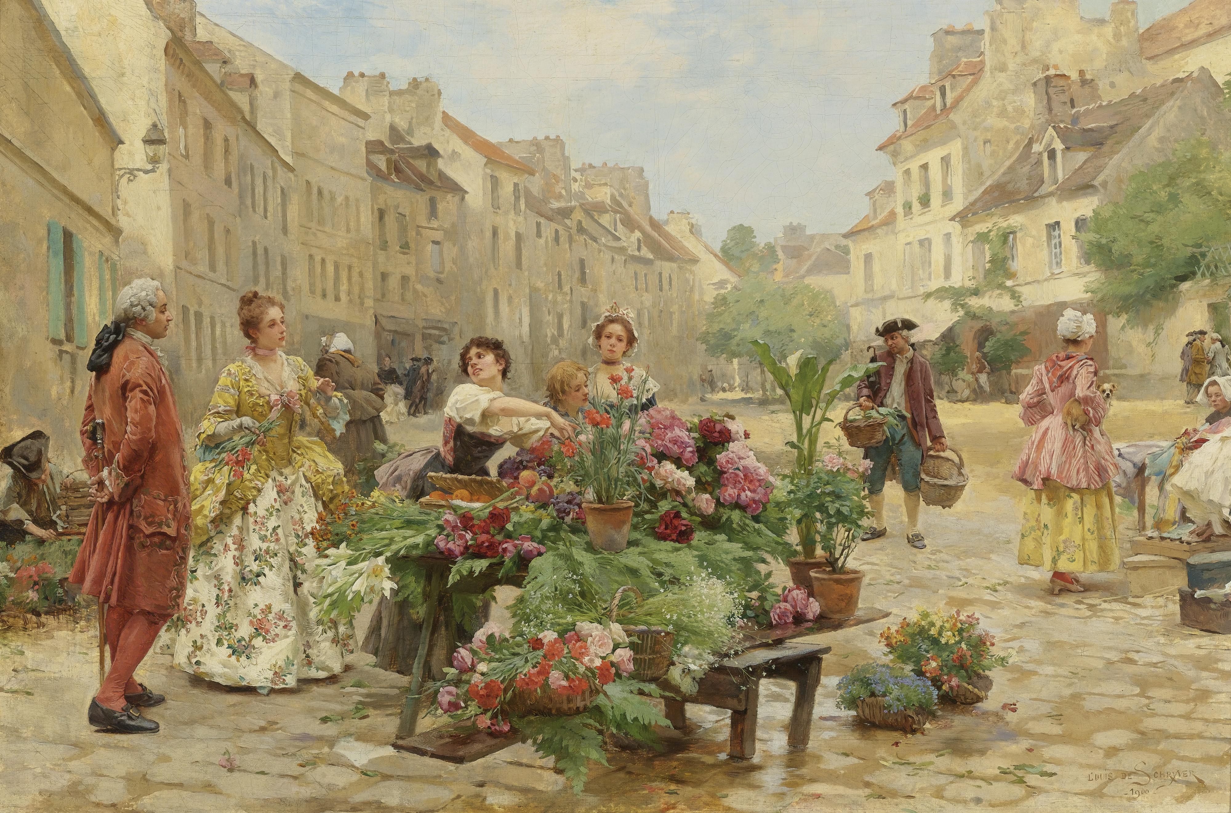 Louis Marie De Schryver - French un Marché Au Xviiiè Siècle  