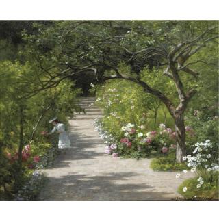 Louis-Marie Lemaire - Girl Picking Roses