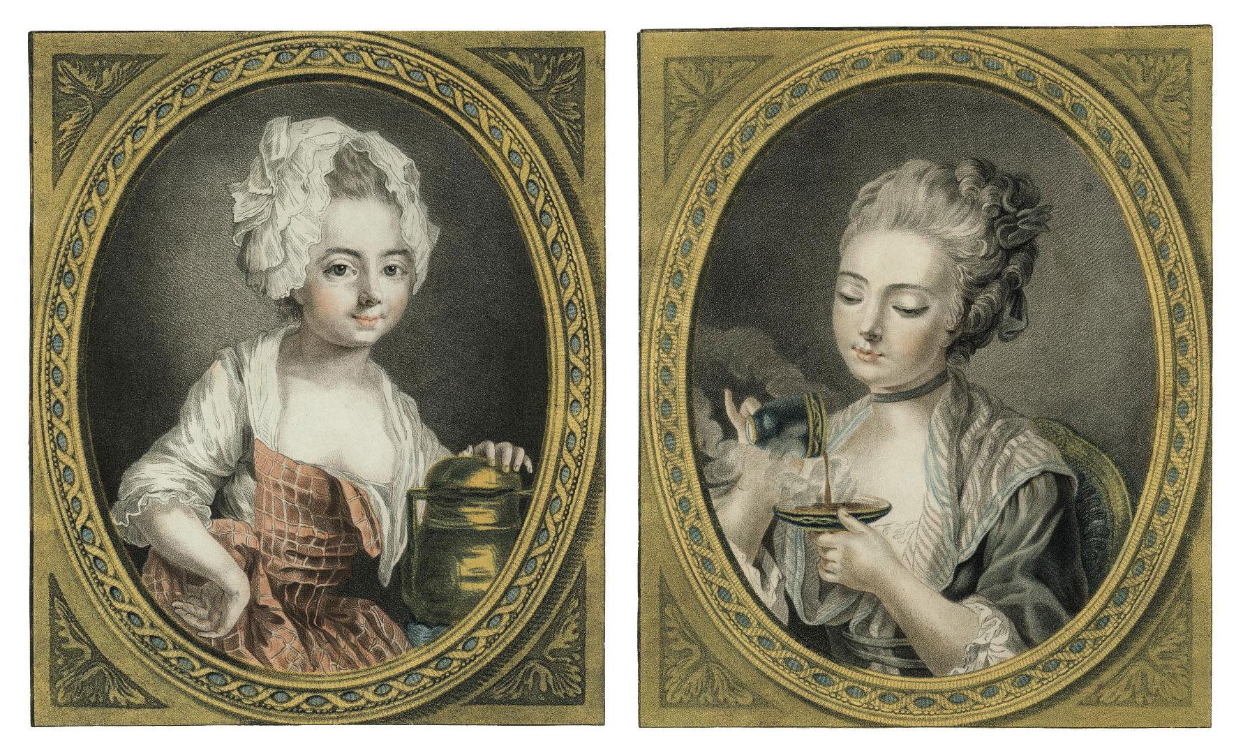 Louis-Marin Bonnet - The Woman taking Coffee; The Milk Woman (Hérold 294-5)