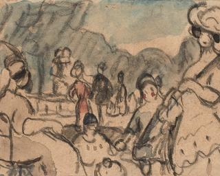 Louis-Mathieu Verdilhan - Trois dessins (1. \'Au jardin du Luxembourg\'; 2. \'Le Port\'; 3. \'Les Ponts\')