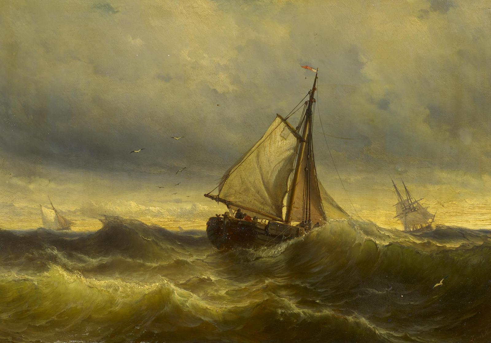 Louis Meijer - Ausfahrende Fischer in der Dämmerung