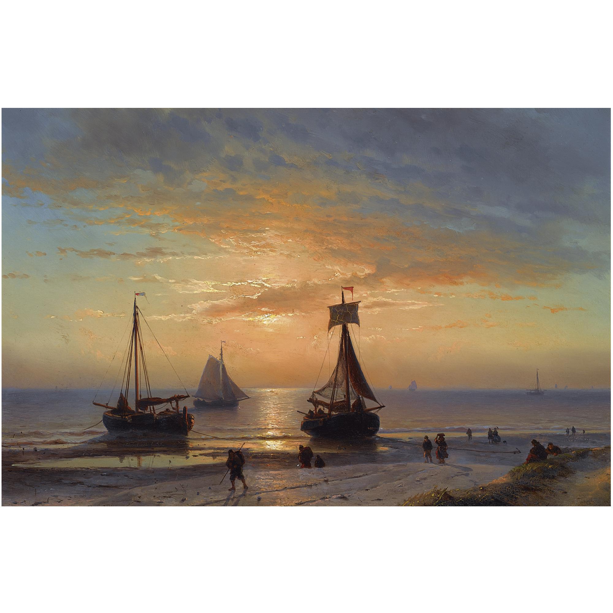 Louis Meyer - Dutch A Coastal View At Dusk