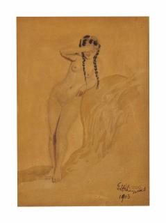 Louis Michel Eilshemius - Female nude with braids