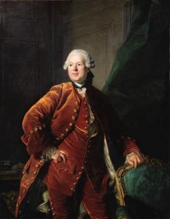 Louis Michel Van Loo - Portrait of a man, said to be Monsieur de Boulogne, three-quarter-length, in an orange velvet costume