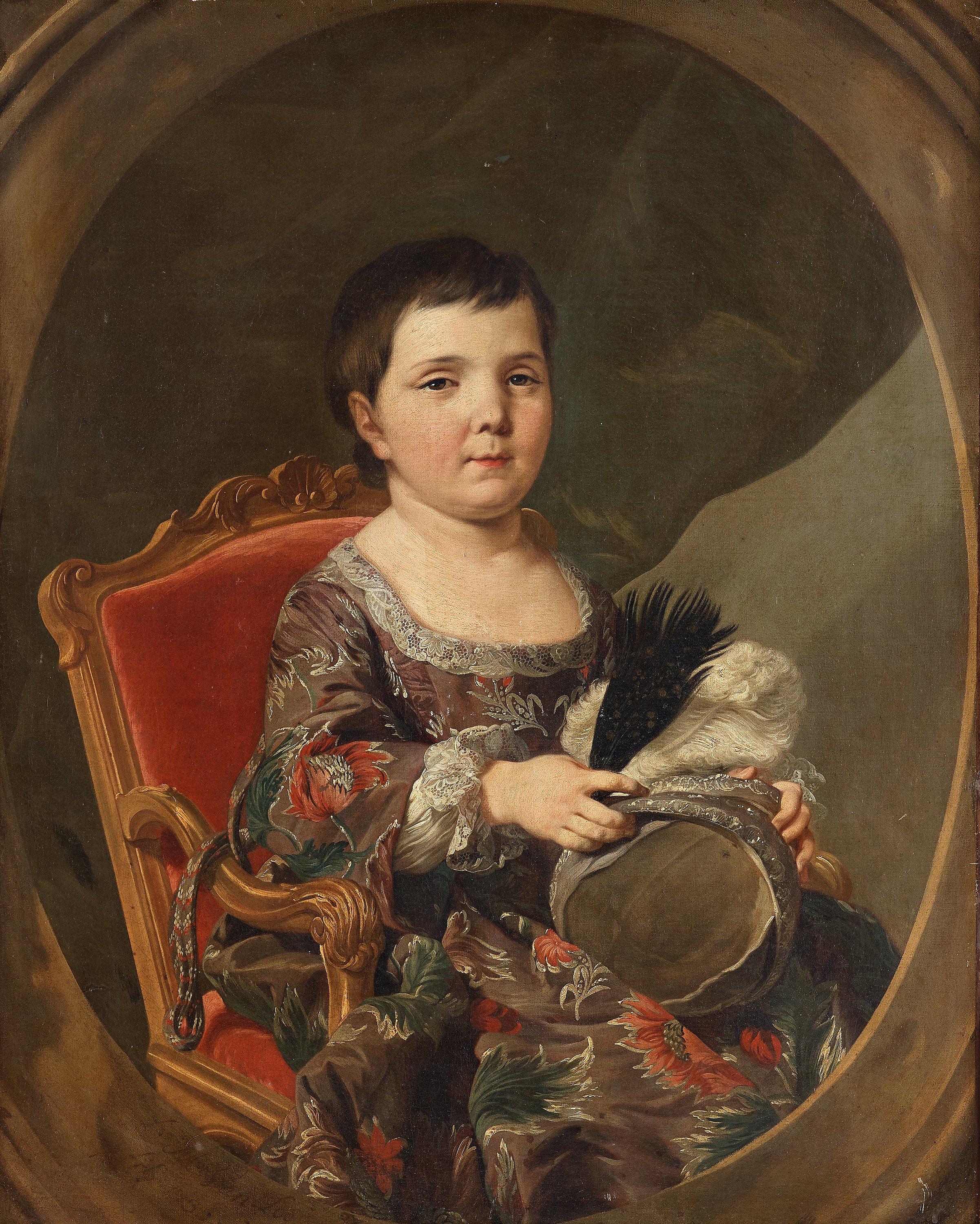 Louis Michel van Loo - Young girl seated in a gilded chair