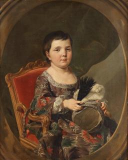 Louis Michel van Loo - Young girl seated in a gilded chair