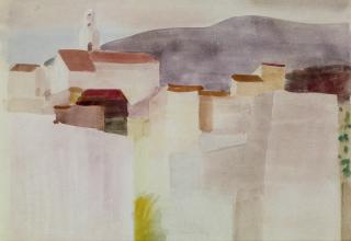 Louis Moilliet - Dorfansicht in Mallorca, 1926/28 (verso: Farbenstudie)