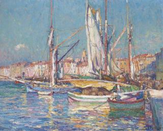 Louis Montagne - Fishing vessels in the harbour at St. Tropez