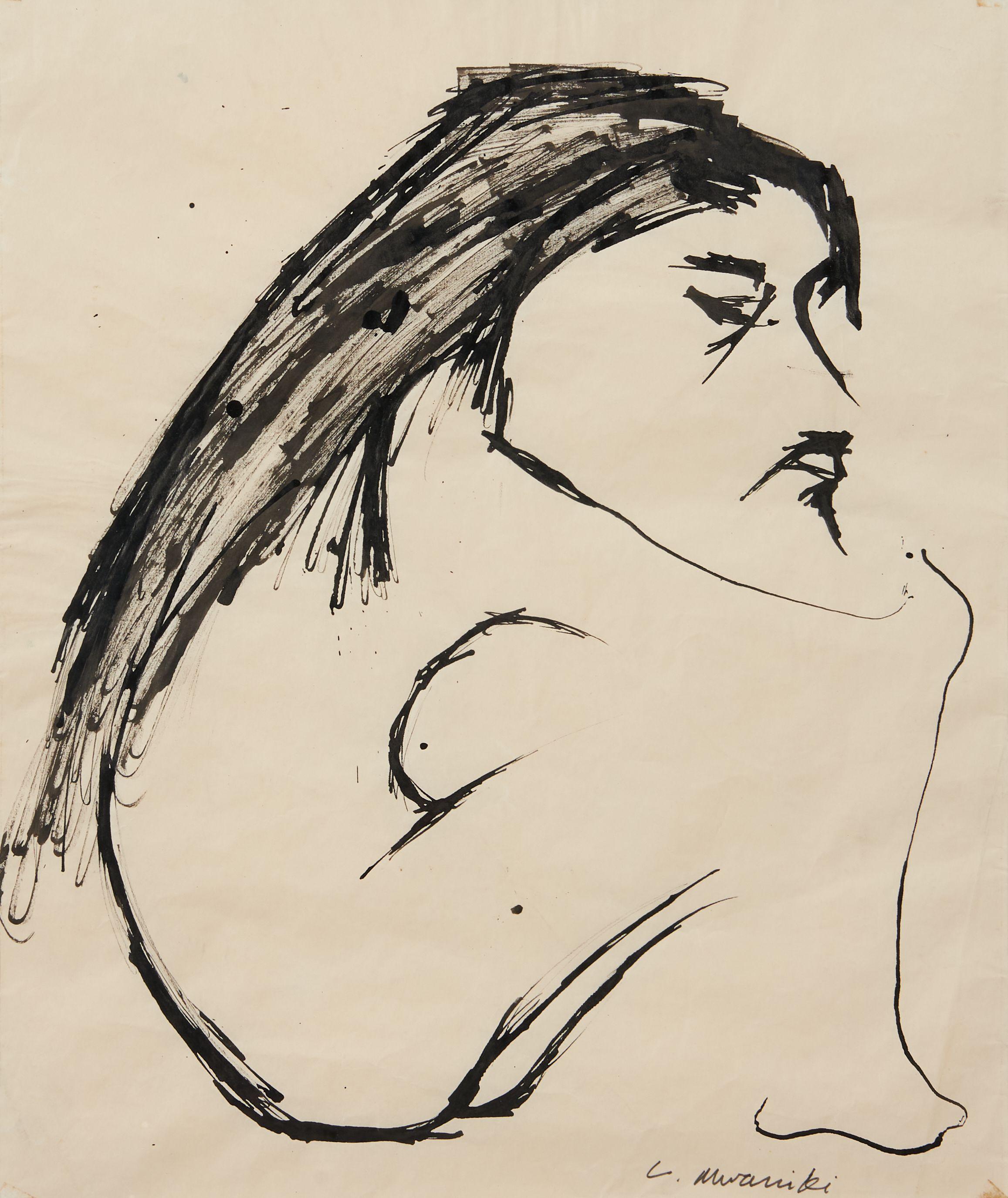 Louis Mwaniki - Seated Figure signed \