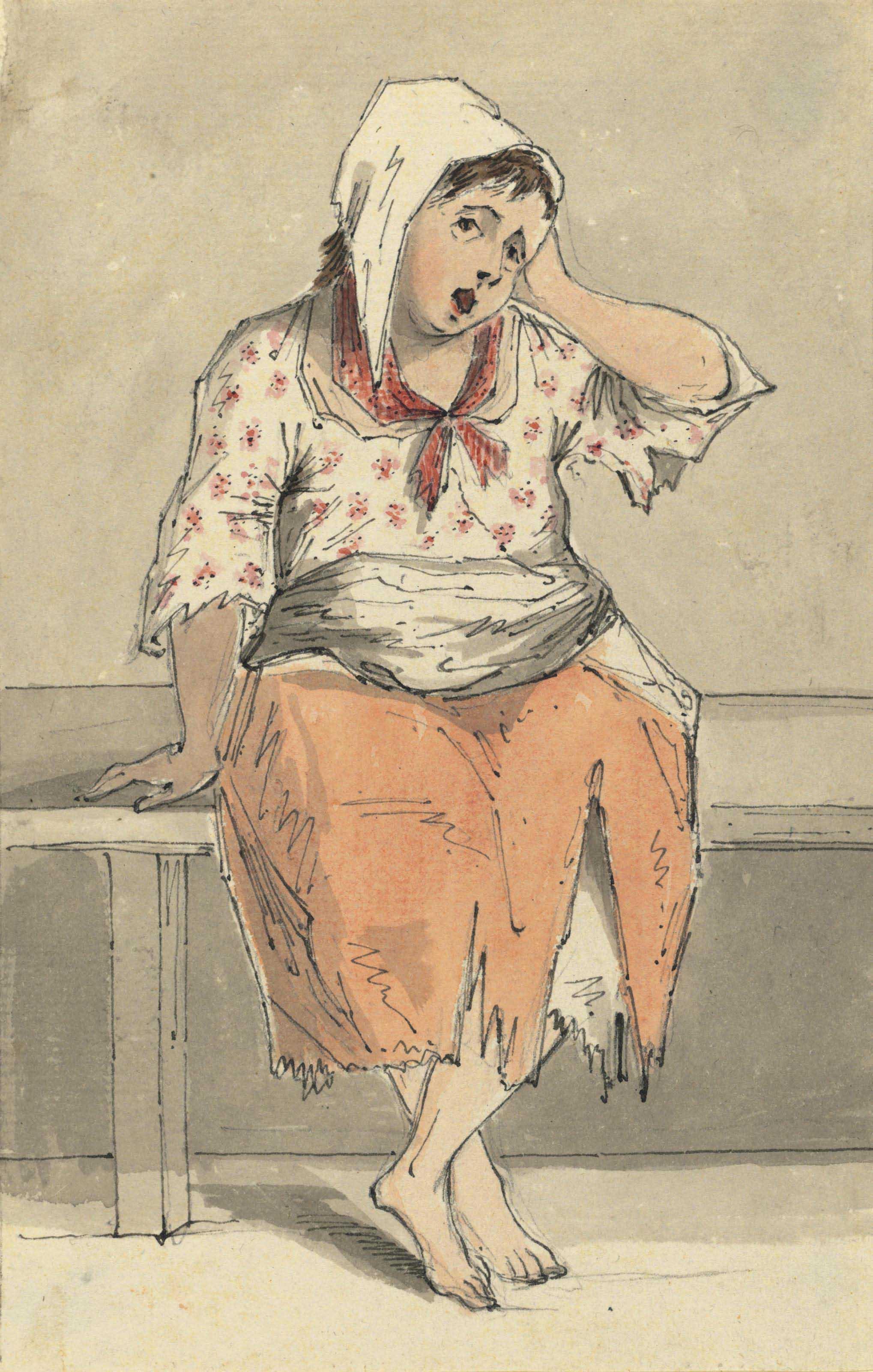 Louis-Philippe Boitard - Study of a gentleman asleep; and three studies of beggars (one illustrated)