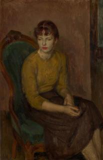 Louis Ritman - Seated Girl on a Green Chair