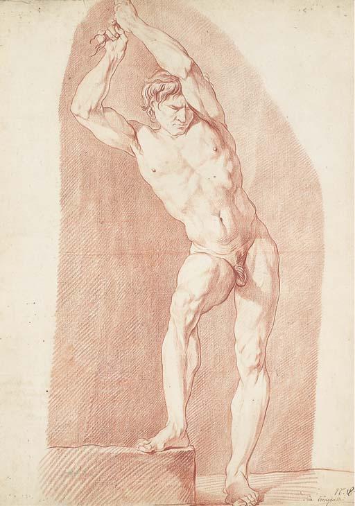 Louis-Roland Trinquesse - Une Académie, Les Bras Vers Le Haut Tenant Une Corde