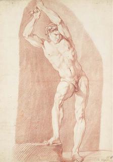 Louis-Roland Trinquesse - Une Académie, Les Bras Vers Le Haut Tenant Une Corde