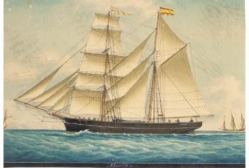 Louis Roux - The Spanish brigantine Nicolas amidst Mediterranean craft off the coast