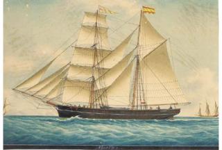 Louis Roux - The Spanish brigantine Nicolas amidst Mediterranean craft off the coast