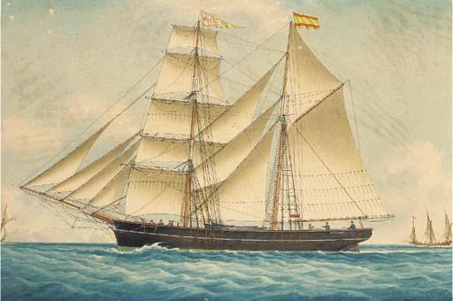 Louis Roux - The Spanish brigantine Nicolas amidst Mediterranean craft off the coast