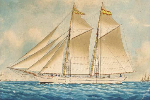 Louis Roux - The Spanish trading schooner Roberto heading into Marseilles
