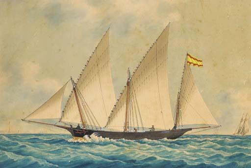 Louis Roux - The Spanish trading xebec Antonieta off Marseilles