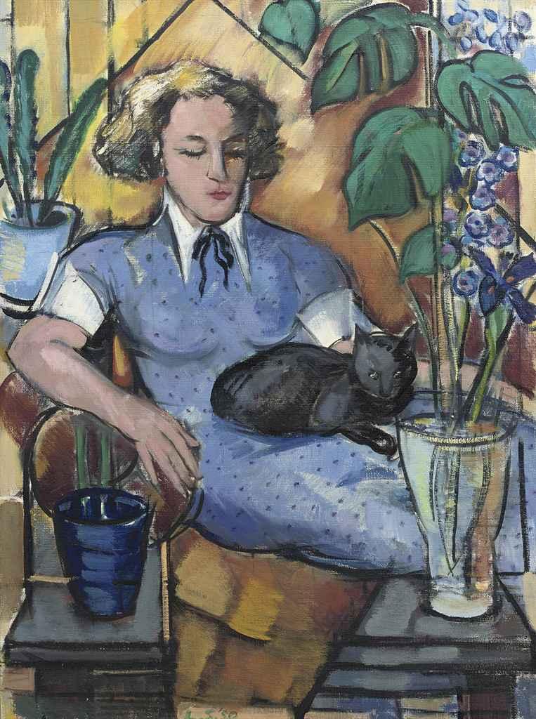 Louis Saalborn - Woman with a cat