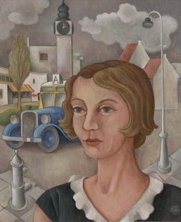 Louis Schrikkel - AJC-meisje bij bushalte in Betondorp