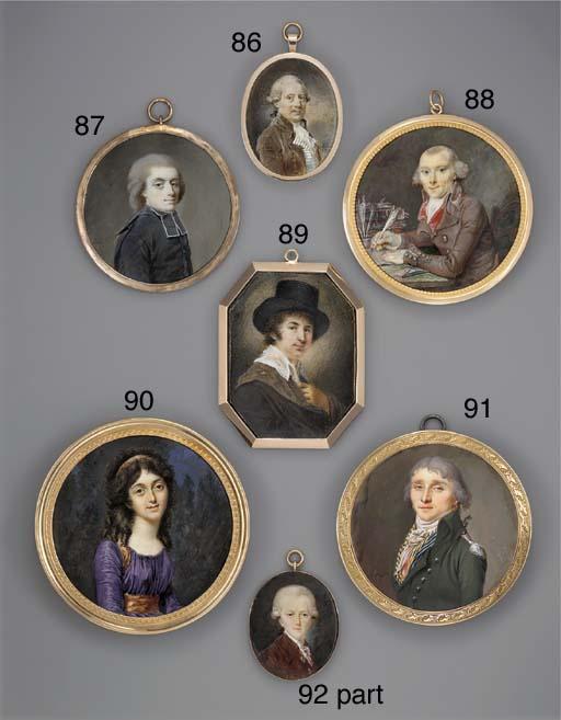 Louis Sené - Abbé de Rennepont, in black gown and white-bordered black bands, powdered hair