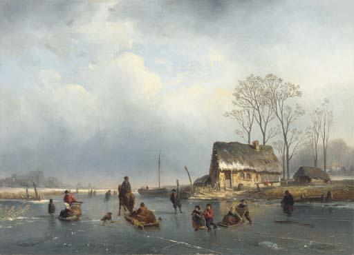 Louis Smets - Winter fun on a frozen waterway