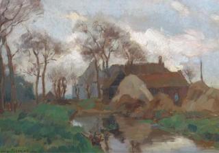 Louis Soonius - Farmhouses under trees