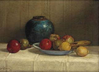 Louis Soonius - Fruits on a blue dish