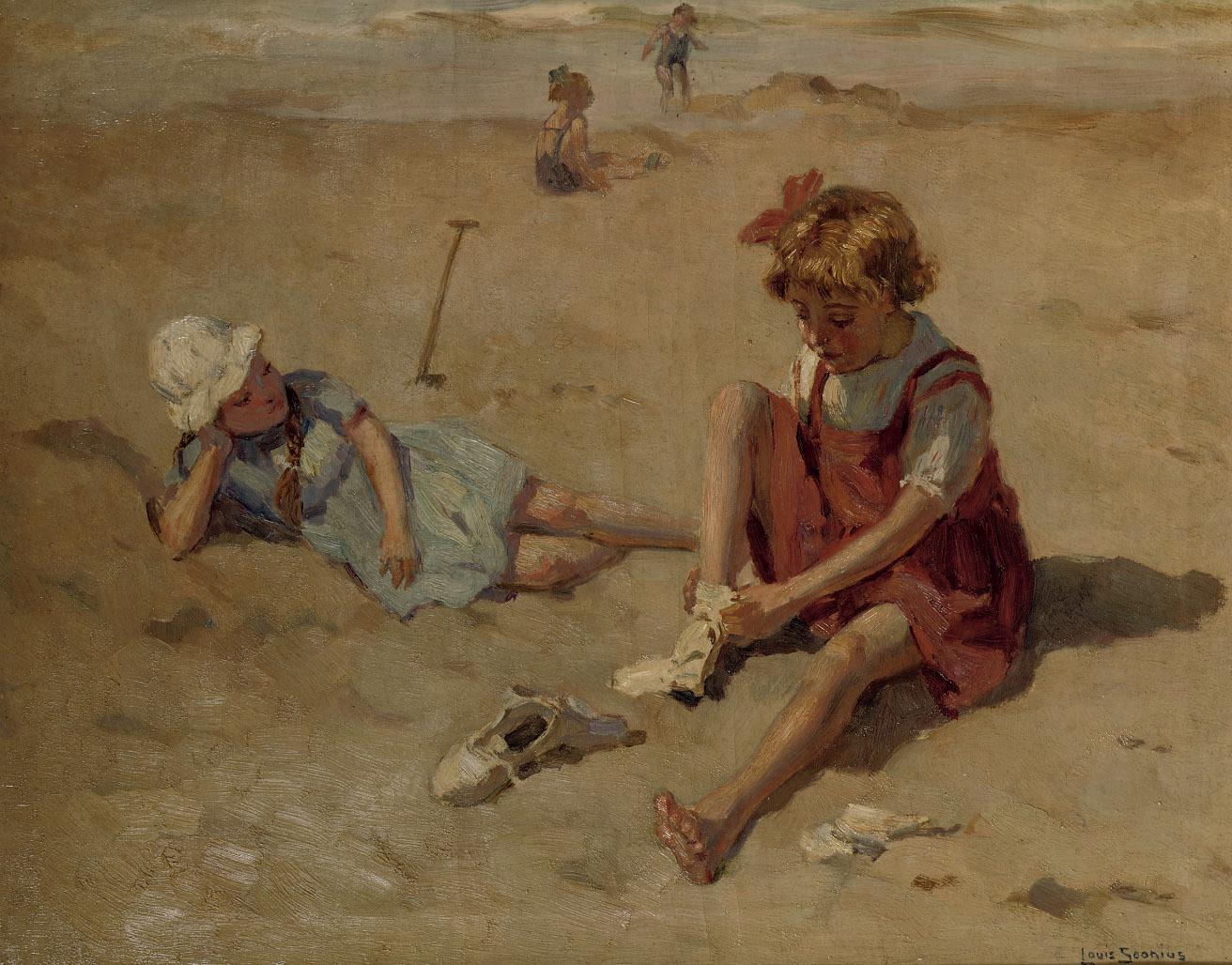 Louis Soonius - Kinderen op het strand: children playing on the beach