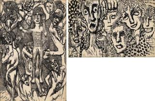 Louis Soutter - Sans Dieu Mais Sains Et Saufs, Verso: Masques Du Noel Rouge