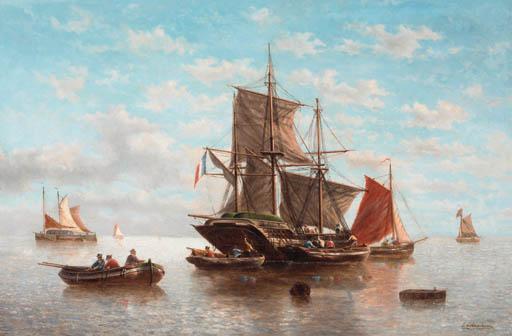 Louis Timmermans - Shipping and fishing vessels in calm waters