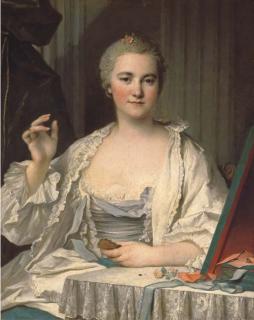 Louis Tocqué - La Mouche: A Lady At Her Toilet