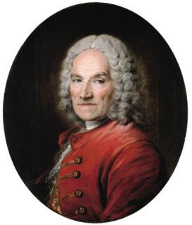 Louis Tocqué - Portrait of the sculptor Jean-Louis Lemoyne (1665-1755), bust-length, in a red jacket
