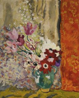 Louis Valtat - Anémones Et Tulipes Au Vase Vert