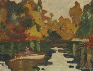 Louis Valtat - Barque sur le lac du bois de Boulogne, automne