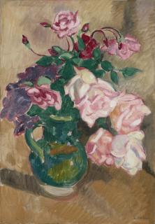 Louis Valtat - Bouquet de roses à la cruche verte