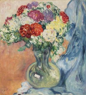 Louis Valtat - Chrysanthèmes au drap bleu