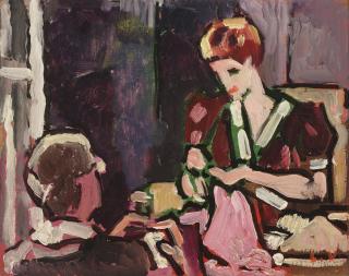 Louis Valtat - Jeune femme cousant