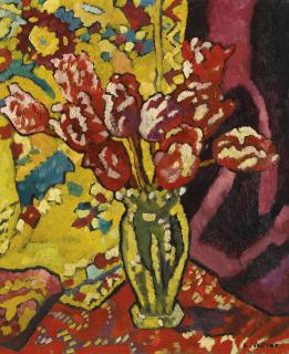Louis Valtat - Tulipes Dans Un Vase De Cristal 
