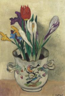 Louis Valtat - Vase à l\'oiseau, crocus et tulipes