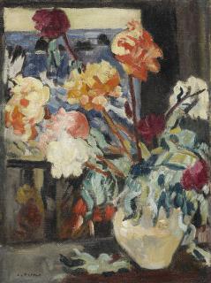 Louis Valtat - Vase De Pivoines Devant Une Fenêtre