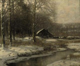 Louis Van Soest - A farm in a forest in winter